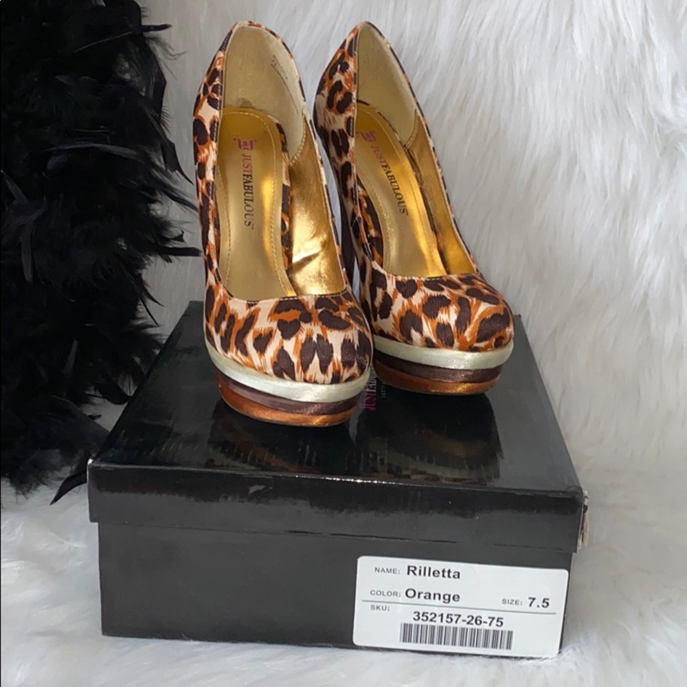 JustFab Rilletta Orange and Brown Heels